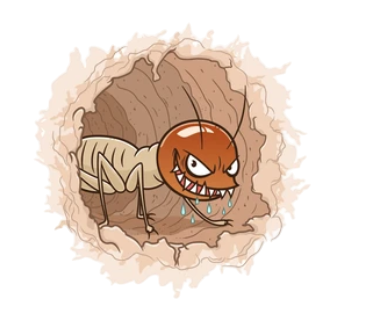 Angry cartoon termite in tunnel